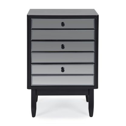 An Image of Loren Mirrored 3 Drawer Bedside Black