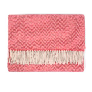 An Image of Heal's Merino & Cashmere Herringbone Throw Pink & Red