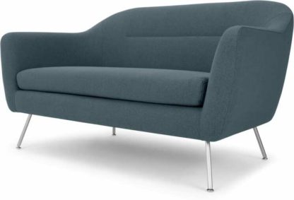 An Image of Reece 2 Seater Sofa, Mina Earl Blue with Metal Legs