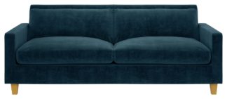 An Image of Habitat Chester 3 Seater Velvet Sofa - Ink Blue