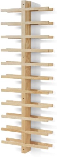 An Image of Clover Acacia Wood 22 Bottle Wall Mounted Wine Rack, Natural Ash Wood