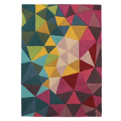 An Image of Illusion Falmouth Geometric Rug Purple, Yellow, Blue and Green
