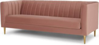 An Image of Amicie 3 Seater Sofa, Blush Pink Velvet