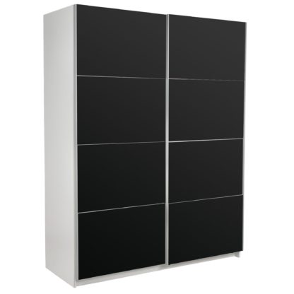 An Image of Ellum Black Sliding Wardrobe White/Black