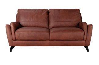 An Image of Argos Home Leonardo 3 Seater Leather Sofa - Cognac