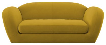 An Image of Habitat Layla 3 Seater Velvet Sofa - Yellow