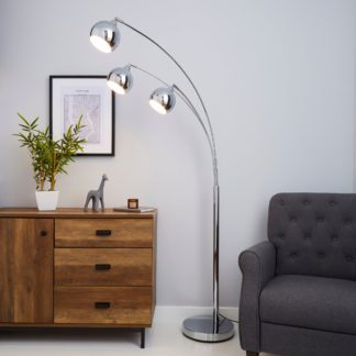 An Image of Herm 3 Arm Arc Chrome Floor Lamp Chrome