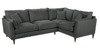 An Image of Habitat Hector Right Corner Fabric Sofa - Charocal Linen