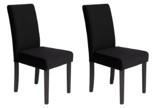An Image of Habitat Pair of Midback Velvet Dining Chairs - Black