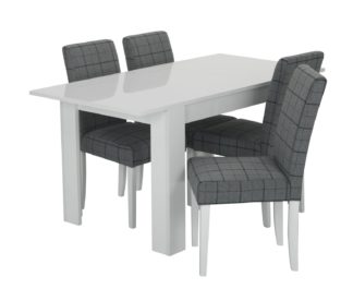 An Image of Habitat Miami Gloss Extending Table & 4 Chairs - Blue