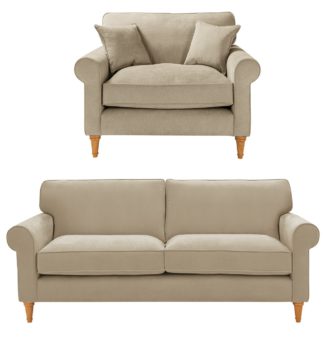 An Image of Habitat William Fabric Chair & 3 Seater Sofa - Natural
