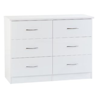 An Image of Nevada White 6 Drawer Chest White