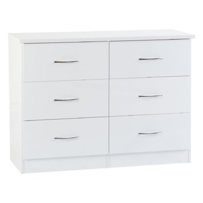 An Image of Nevada White 6 Drawer Chest White