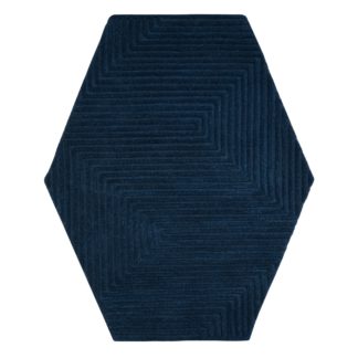 An Image of Maze Indigo Wool Hexagon Rug Navy