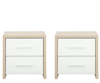 An Image of Habitat Broadway 2 Bedside Tables Set -Oak Effect & White