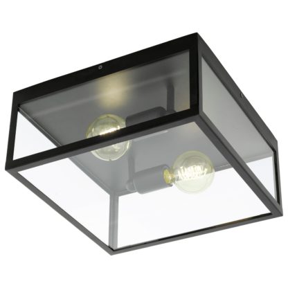 An Image of Eglo Charterhouse 2L Flush Ceiling Light - Black