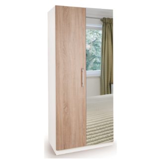 An Image of Euston Mirrored Double Wardrobe White/Natural