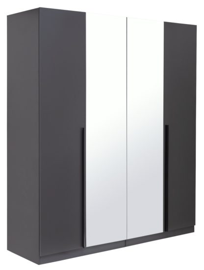 An Image of Habitat Munich 4 Door 2 Mirror Wardrobe - Anthracite