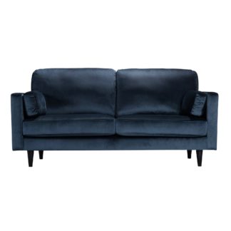 An Image of Sheldon Velvet 2 Seater Sofa Blue