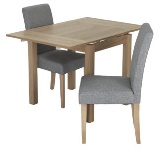 An Image of Habitat Clifton Extending Table & 2 Tweed Chairs - Grey