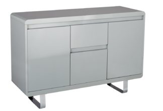 An Image of Habitat Sleigh 3 Door 1 Drawer Sideboard - Grey Gloss