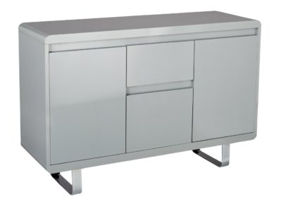 3cff8b2534bb8b7201d93e067acced62e05f9b2e4c916d880795dc15d6e40f63.jpg An Image of Habitat Sleigh 3 Door 1 Drawer Sideboard - Grey Gloss