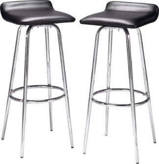 An Image of Habitat Pair of Swivel Head Bar Stools - Black and Chrome