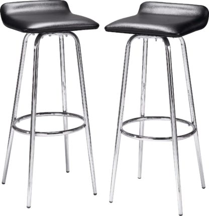 An Image of Habitat Pair of Swivel Head Bar Stools - Black and Chrome