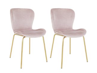 An Image of Habitat Etta Pair of Velvet Dining Chair- Pink