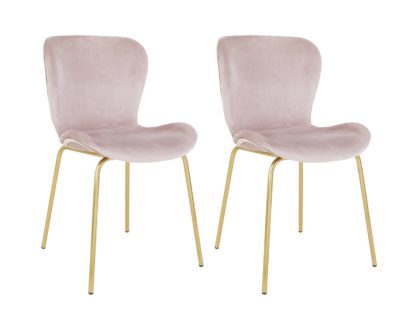 An Image of Habitat Etta Pair of Velvet Dining Chair- Pink