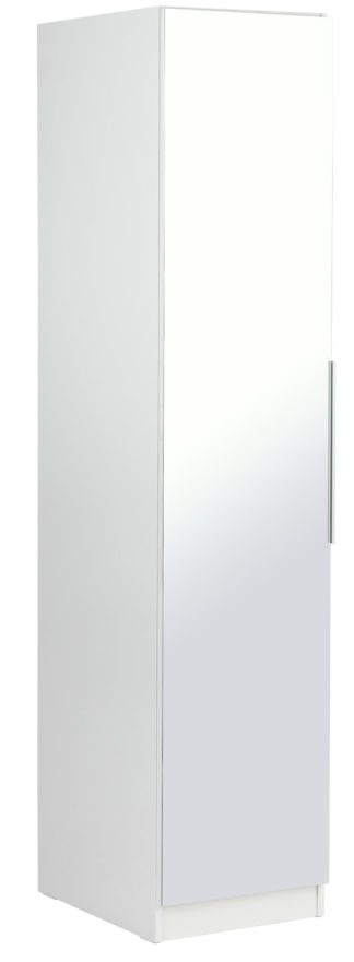 An Image of Argos Home Sandon Single Door Wardrobe - White & Mirrored