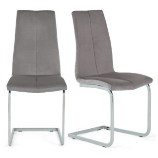 An Image of Jamison Set of 2 Dining Chairs Light Grey Velvet Grey