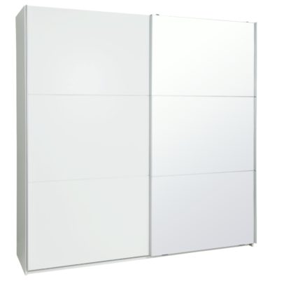 An Image of Habitat Holsted Medium White & Mirrored Wardrobe