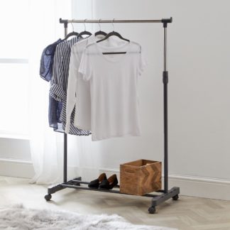 An Image of Extendable Clothes Rail with Wheels Grey