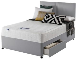 An Image of Silentnight Hatfield Memory 2 Drawer Double Divan Bed - Grey