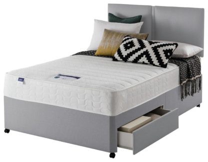 3e9c8493579047dc8bef78be2c46742341d60c4b8ed8f9a7b01582c51fb80ccd.jpg An Image of Silentnight Hatfield Memory 2 Drawer Double Divan Bed - Grey