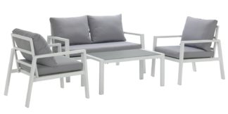 An Image of Argos Home Sitges Aluminium 4 Seater Sofa Set - Light Grey