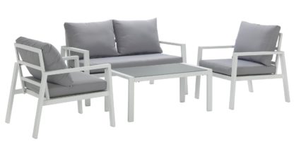 An Image of Argos Home Sitges Aluminium 4 Seater Sofa Set - Light Grey