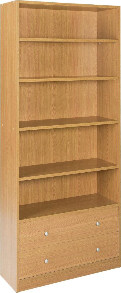 An Image of Habitat Maine 4 Shelves 2 Drawer Bookcase - Grey