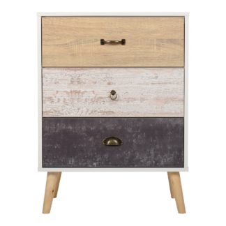 An Image of Nordic 3 Drawer Chest White, Black and Brown