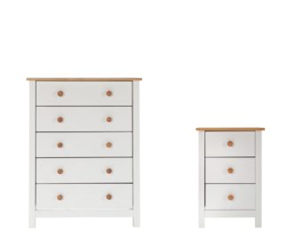 An Image of Habitat Scandinavia Bedside Table & 5 Drawer Set-Two Tone