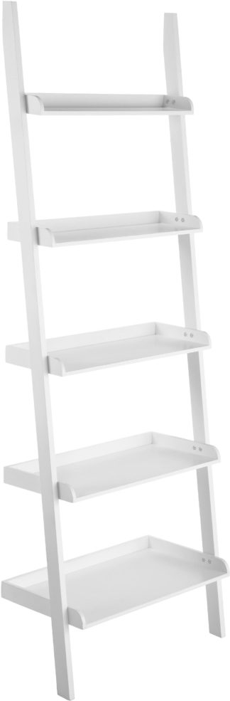 An Image of Habitat Jessie Wid5 Shelf Wide Leaning Bookcase - White