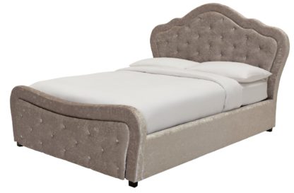 An Image of Argos Home Venice Kingsize Crushed Velvet Bed Frame - Silver