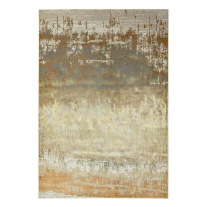 An Image of Asiatic Aurora Abstract Rectangle Rug - 80x150cm - Gold