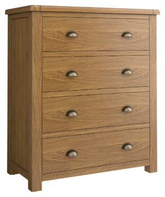 An Image of Habitat Kent 4 Drawer Wide Chest of Drawers - Oak Veneer