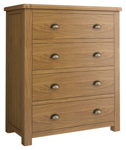 An Image of Habitat Kent 4 Drawer Wide Chest of Drawers - Oak Veneer