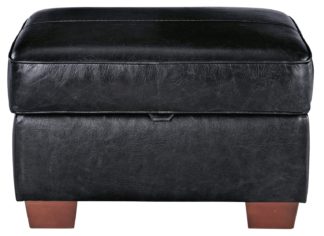 An Image of Habitat Salisbury Leather Storage Footstool - Black