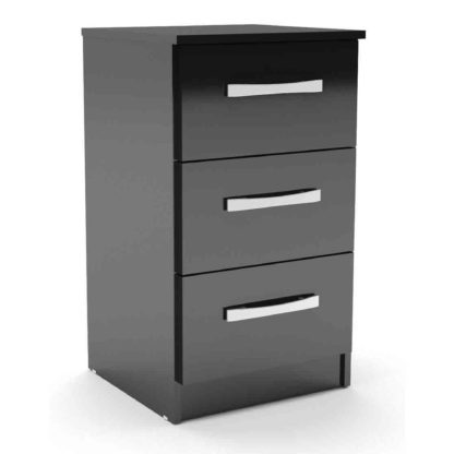 An Image of Lynx Black 3 Drawer Bedside Table Black