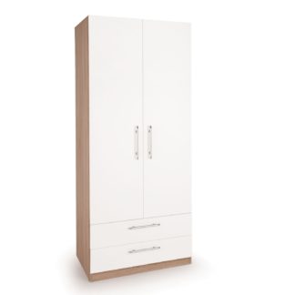 An Image of Hyde 2 Drawer Double Wardrobe White/Natural