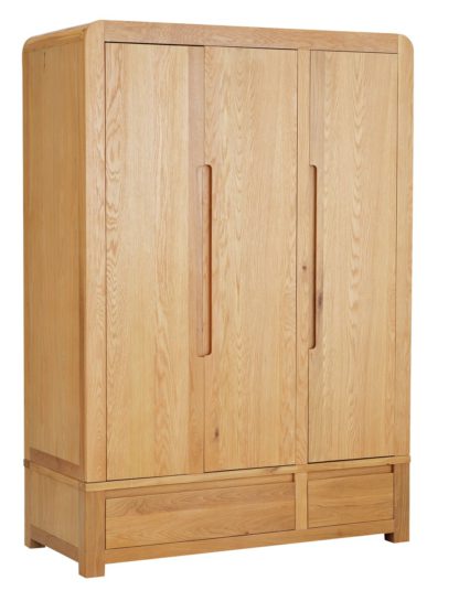 An Image of Habitat Novara 3 Door Wardrobe - Oak & Oak Veneer